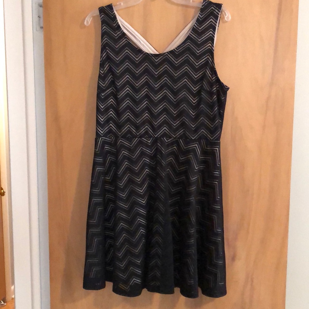 black & tan, skater, mini dress w crisscross back